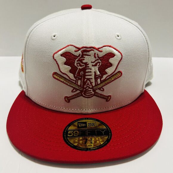 New Era Other - Oakland Athletics New Era Elephant Fitted Hat Cap 59FIFTY Sz 7 3/4 White Red